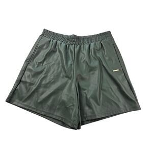 NWT Fabletics size L large Vegan Leather High-Waisted Short smoke green active